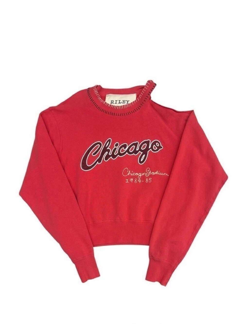 Free People xRiley “Chicago" Cropped Crewneck Sweatshirt